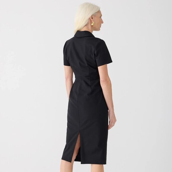NWT J.Crew Collared Sheath in Black Bi-stretch Wool Blend Dress 6 $298 - Picture 3 of 10
